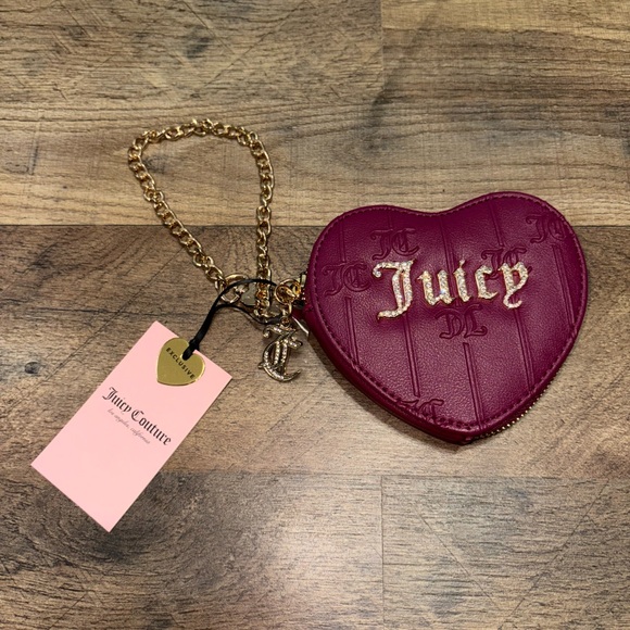 Juicy Couture Accessories - Juicy Couture Heart Coin Purse – Magenta with Gold Chain – NWT